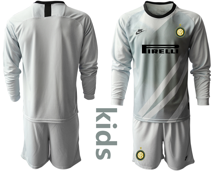 Youth 2020-2021 club Inter Milan grey long sleeved Goalkeeper blank Soccer Jerseys->inter milan jersey->Soccer Club Jersey